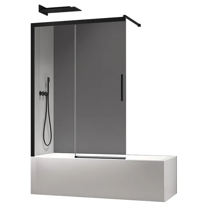 Шторки скляні на ванну розсувні Koer SR BS06-120x150-TR-07 прозоре скло Easy Clean 6мм, графіт (KR5947)