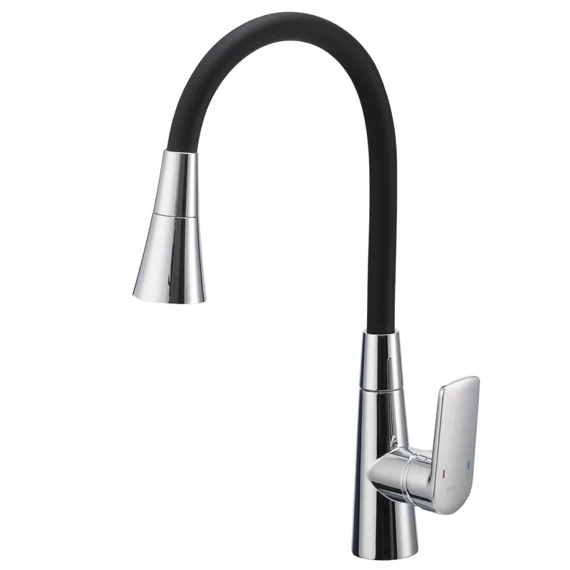 Змішувач для кухні Mixxus Premium Matis 011-T (NUT) Refl.Black (Колір хром+силік.вилив чорний) (MI8266)