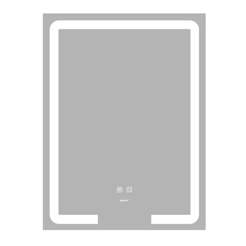 Дзеркало Zerix Prime MR02-50x80 з LED Touch, Anti-fog, димером, регулятором яскравості (ZX6052)