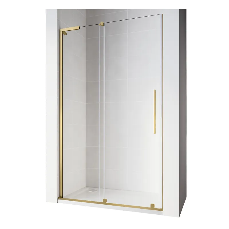 Двері у нішу Walk-In розсувні Koer SR SD07-120x200-L-TR-12 прозоре скло Easy Clean 8мм Матове золото (KR5687)