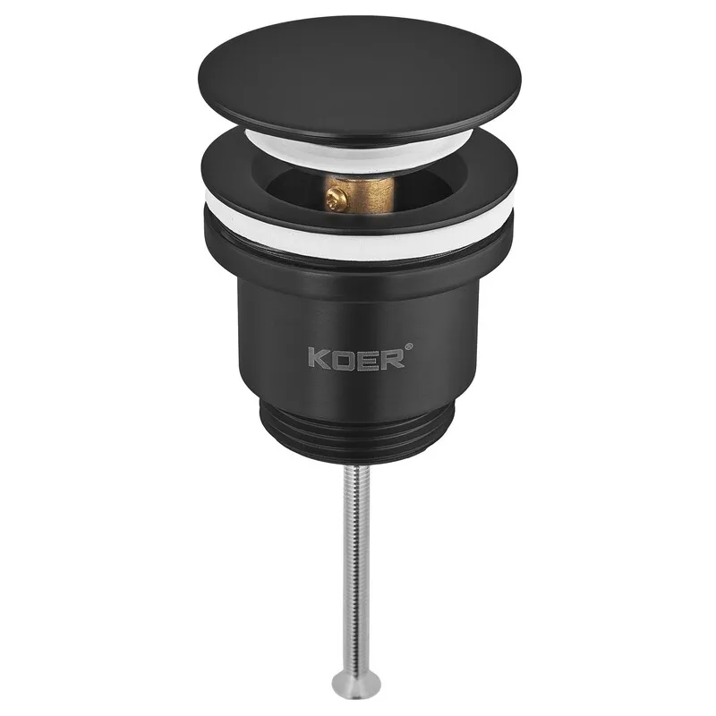 Донний клапан для раковини Koer PW-11-05 1 1/4''  універсальний (з/без перел) СLICK-СLACK (Колір чорн) (KR5795)
