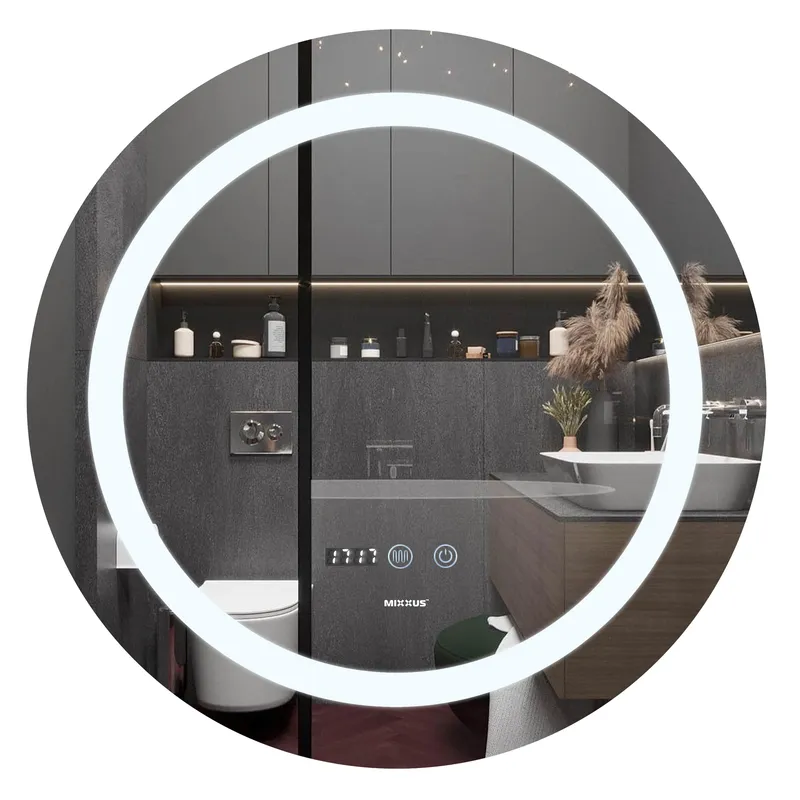 Дзеркало Mixxus PLAIN MC02-60-CASE з Led Touch, Anti-fog, димером, регулятором яскравості, годинником (MI6661)