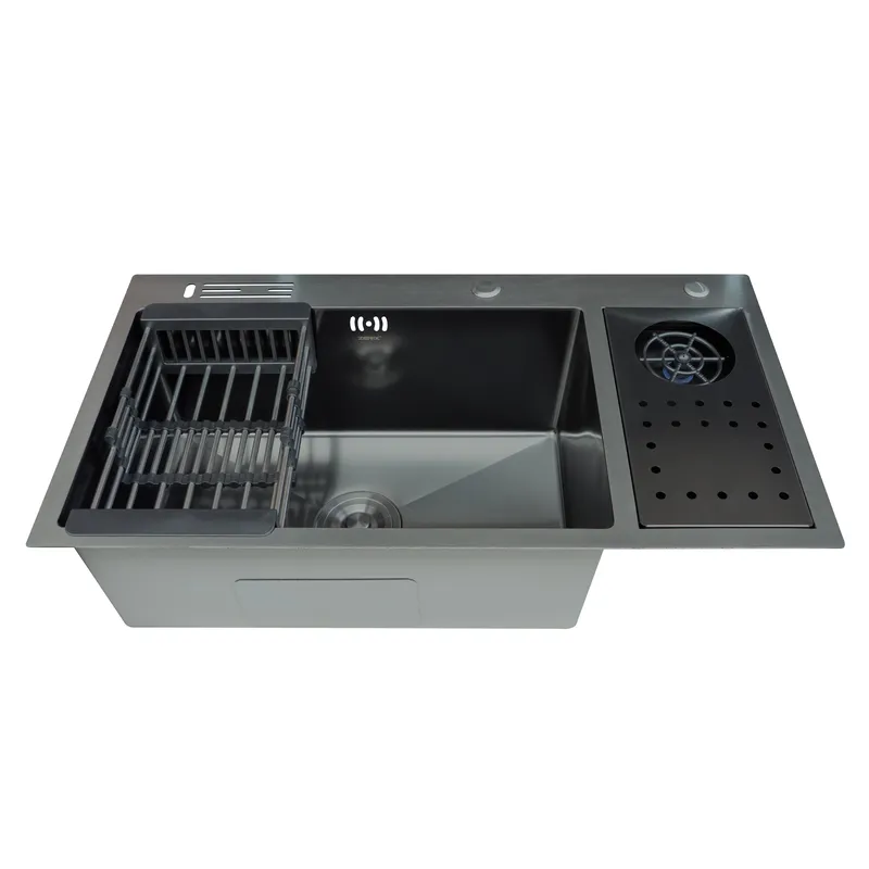 Мийка Zerix ZH8245-SET-08 Micro Decor Graphite з нержавіючої сталі (колір графіт) (ZM5594)