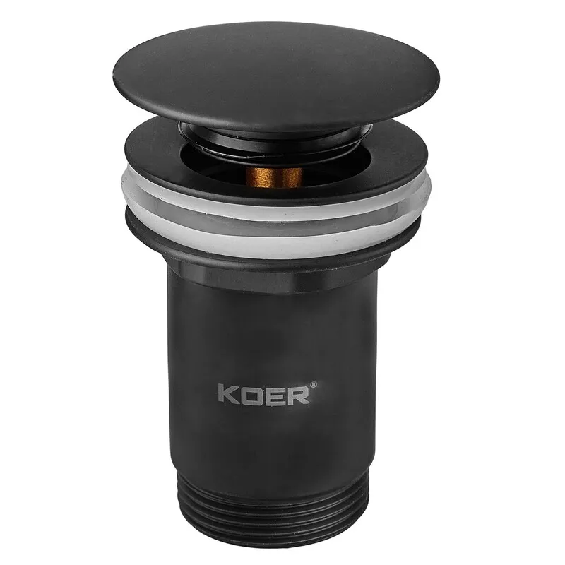 Донний клапан для раковини Koer PW-08-05 1 1/4''  без переливу автоматичний СLICK-СLACK (Колір чорн) (KR5789)