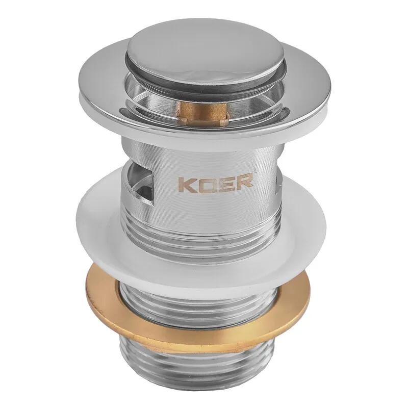 Донний клапан для раковини Koer PW-09-01 1 1/4'' з переливом автоматичний СLICK-СLACK (Колір хром) (KR5796)