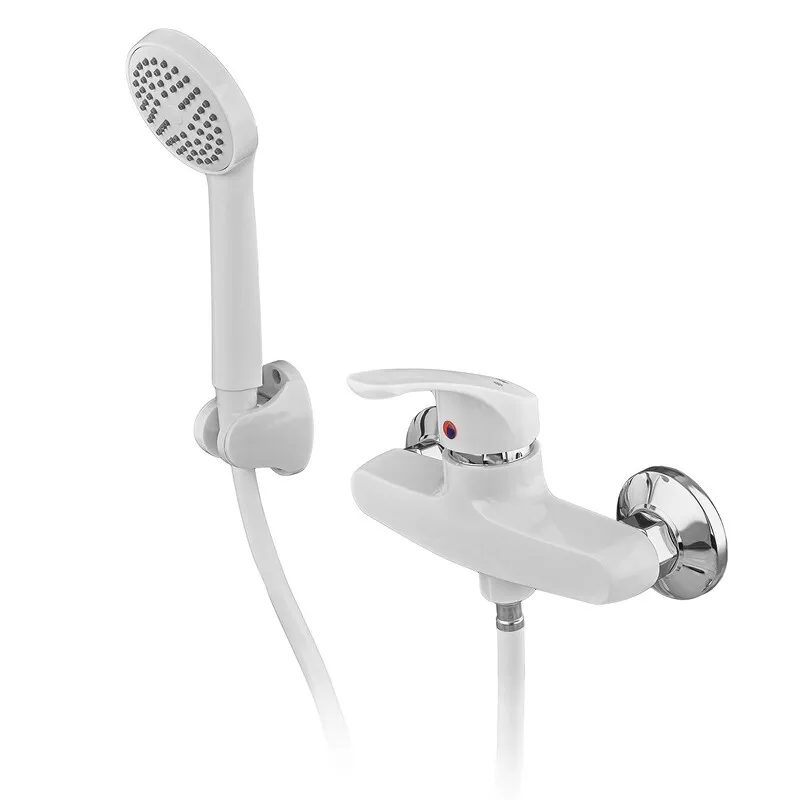 Змішувач для душа Plamix Fidel-003 SET White (з шлангом, лійкою та кронштейном) (PM0730)