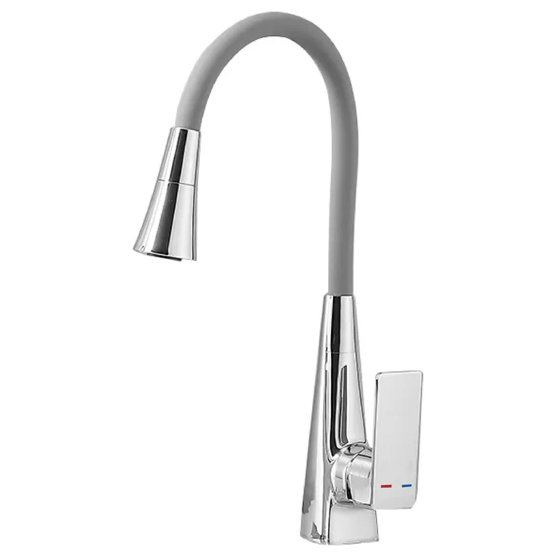 Змішувач для кухні Mixxus Etna 014-T (NUT) Refl.Grey (Колір хром+силіконовий вилив сірий) (MI8420)