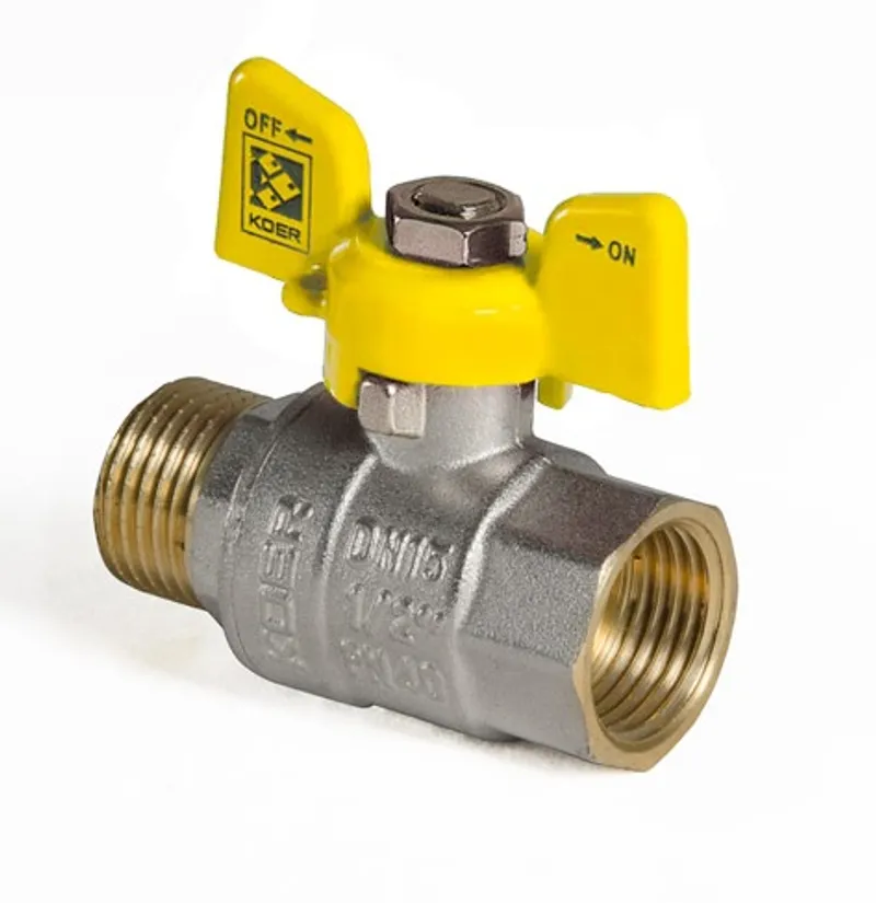 Кран кульовий KOER KR.218.G - 1/2" FM ГШМ YELLOW, ручка "метелик" жовта (KR0036)