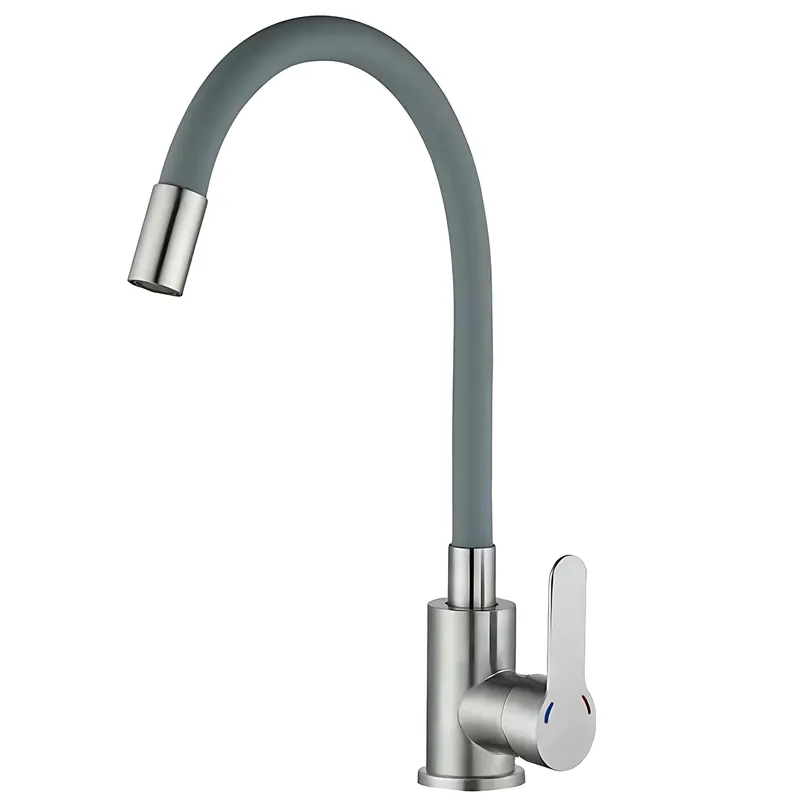 Змішувач для кухні Mixxus DAX-011 Refl.Gray з нержавіючої сталі SUS304 (Колір нерж+вилив сірий) (MI8496)