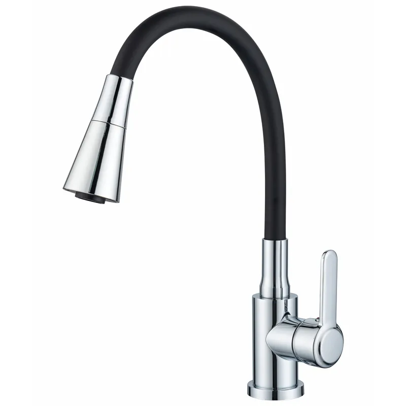 Змішувач для кухні Zerix Eza-011-T Chrome Refl.Black (колір хром+силік.вилив чорний) (ZX6144)