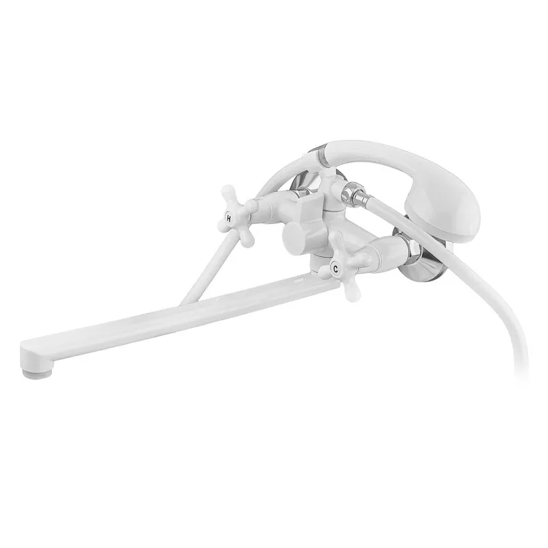 Змішувач для ванної Plamix Sirius-140 White (зі шлангом та лійкою) (PM0637)