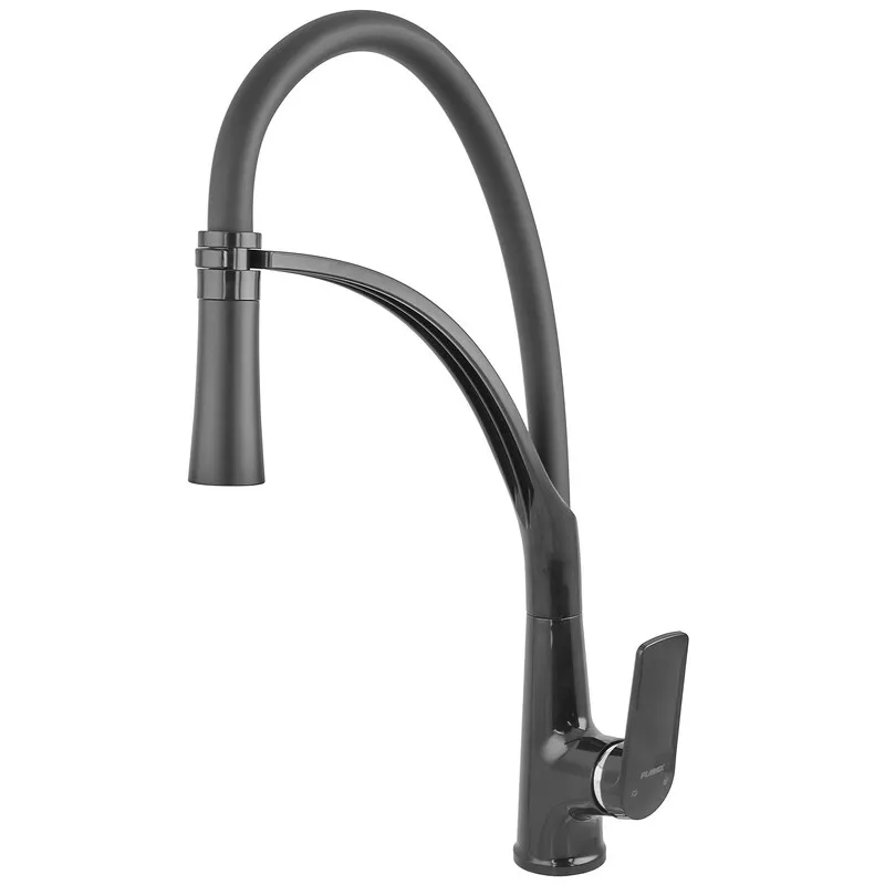 Змішувач для кухні Plamix Lucas-017 SET BLACK REFL.Black з підведенням (PM0717)