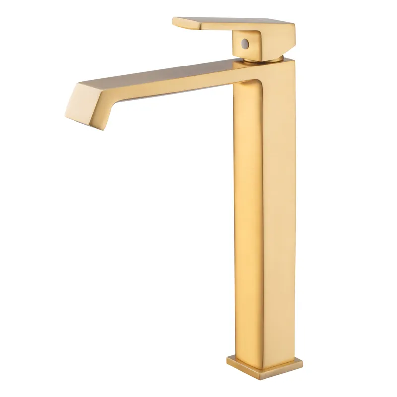 Змішувач для умивальника Haiba GAUDI 001 (HIGH) BRUSHED GOLD (HB9597)