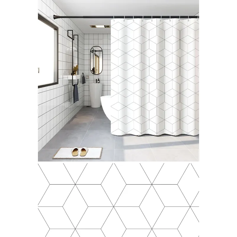 Шторка для ванної Zerix SCP-020-180x180 з PEVA (поліетиленвінілацетату) (Візерунок "Зигзаг" білий) (ZX6093)