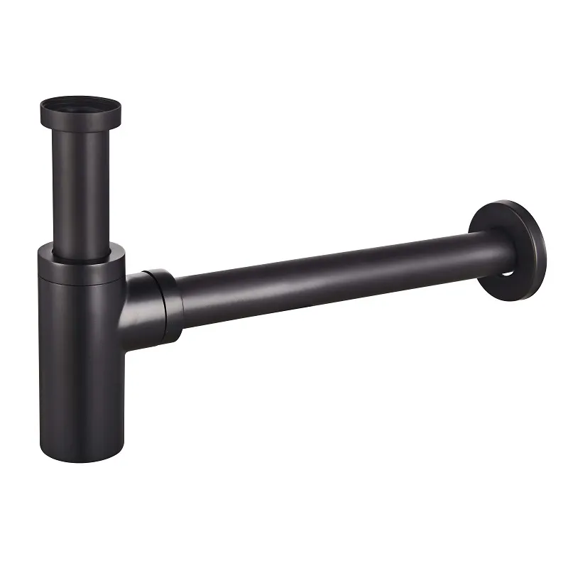 Сифон для раковини Champion SIPHON-02 BLACK без випуску (під донний клапан) без ревізії (Колір чорний) 1 1/4'' (CH0369)