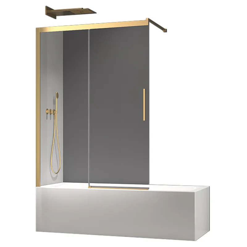 Шторки скляні на ванну розсувні Koer SR BS06-120x150-TR-12 прозоре скло Easy Clean 6мм, матове золото (KR5946)