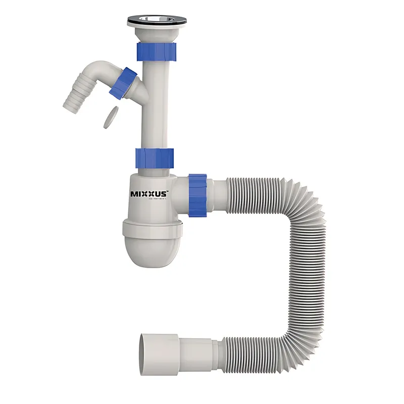 Сифон для умивальника Mixxus SU-02-B 1 1/2"x40 з литим випуском та відводом для пральної машини (MI8185)