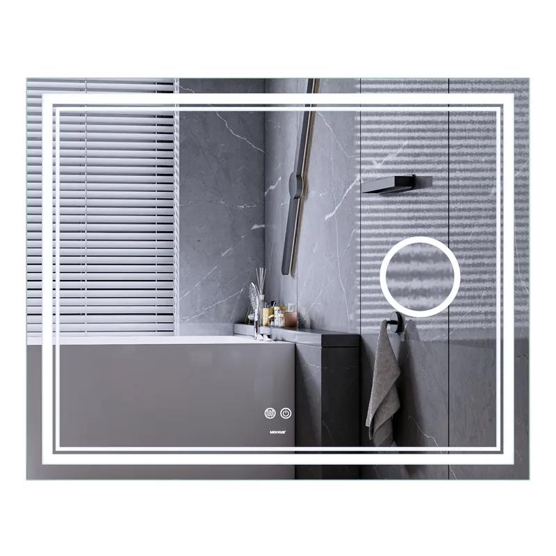 Дзеркало Mixxus Premium QUADRO MR20-100x80 з Led Touch, Anti-fog, димером, регулятором яскравості, лінзою (MP6623)