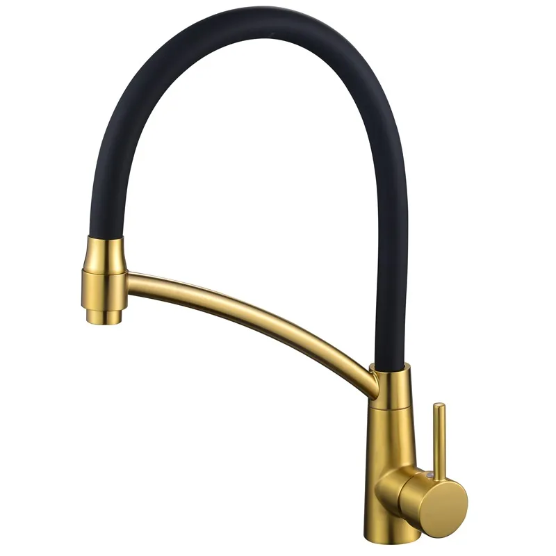 Змішувач для кухні Mixxus Premium Rossi 017 Brushed Gold Refl.Black (Колір матове золото+сил.вилив чорний) (MP6723)