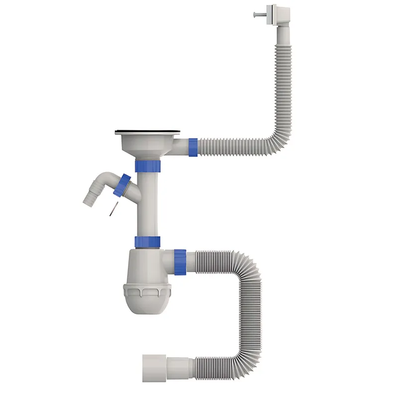Сифон для кухні Mixxus SK-05-WH 3 1/2"x40 з пластиковою сіткою, відведенням для пральної машини, гнучким прямок. переливом (MI8193)