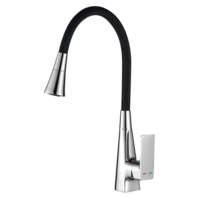 Змішувач для кухні Mixxus Etna 014-T (NUT) Refl.Black (Колір хром+силіконовий вилив чорний) (MI8419)