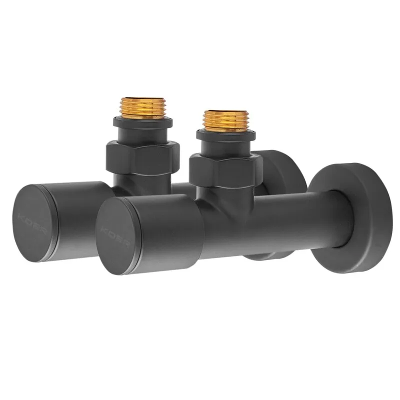 Комплект кранів для рушникосушки кутовий Koer KR.SET.535 BLACK - M1/2''xM1/2'' подовжений (KR5844)