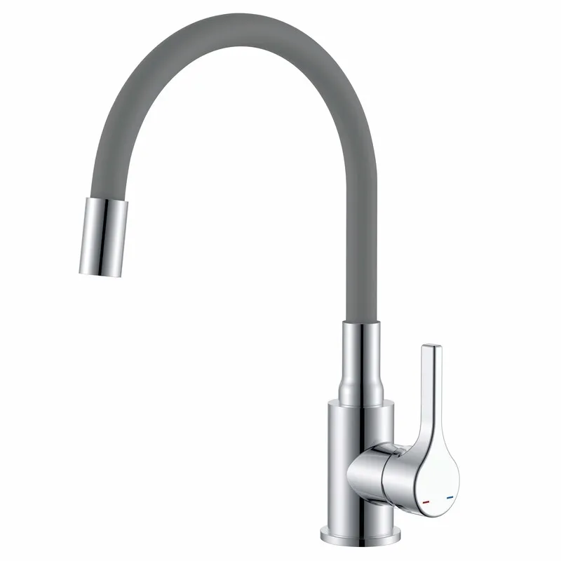 Змішувач для кухні Zerix Rex-011 Chrome Refl.Grey з нерж. сталі (Колір хром+силік.вилив сірий) (ZX6128)