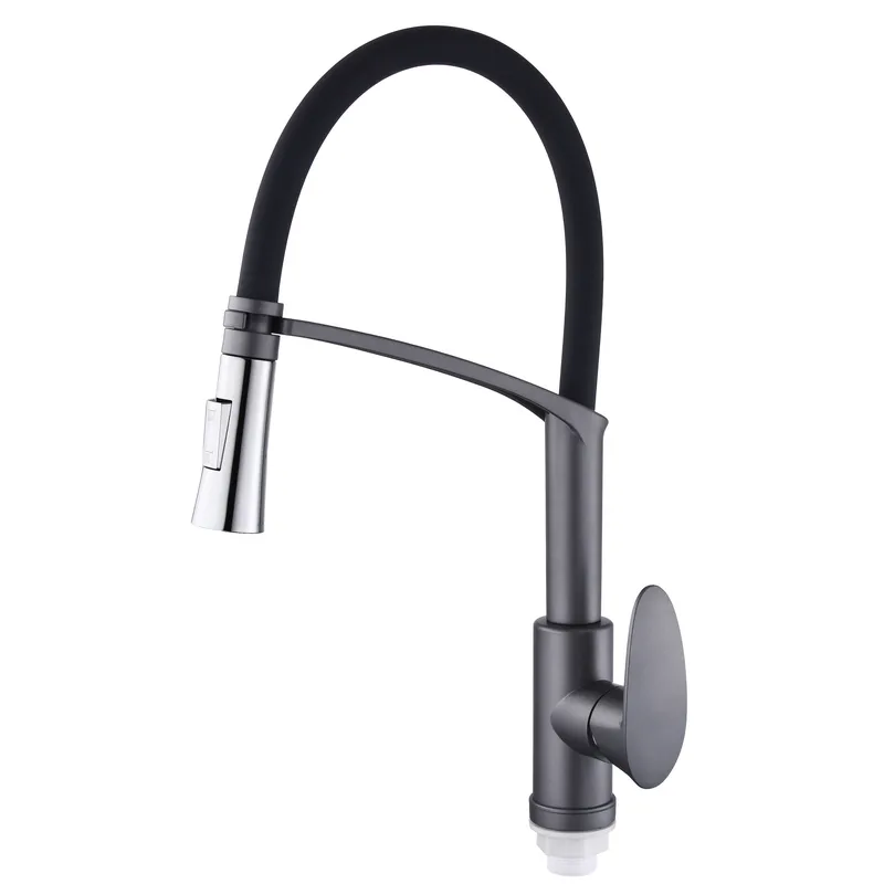 Змішувач для кухні Plamix Cezar-017 Set Graphite Refl.Black з силік.вилив (з підведенням) (PM0742)