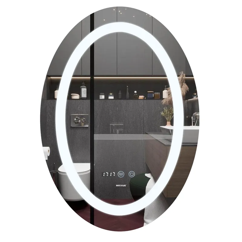 Дзеркало Mixxus PLAIN MV02-60x80 з Led Touch, Anti-fog, димером, регулятором яскравості, годинником (MI6933)
