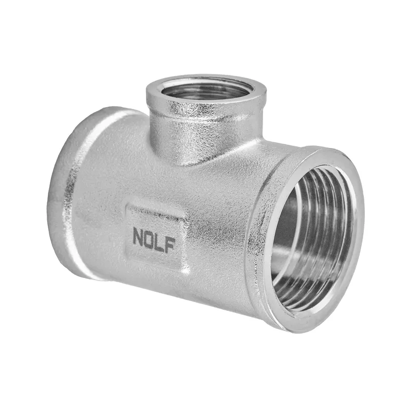 Трійник редукційний Nolf NFC.T100810F-N-1"Fх3/4"Fх1"F нікельований (NF3096)