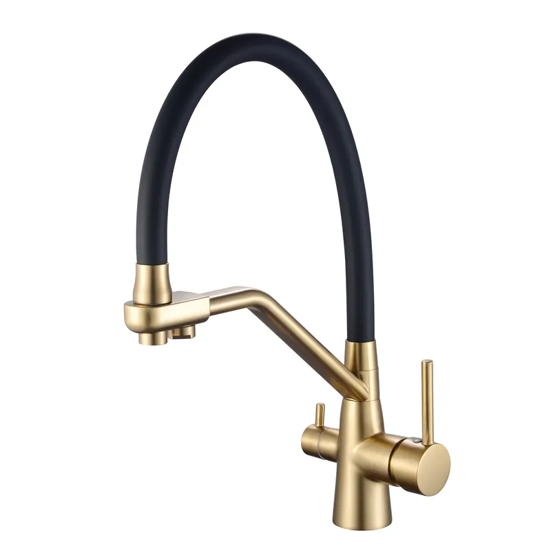 Змішувач для кухні Mixxus Premium Senna 021 Brushed Gold Refl.Black з виходом для питної води (MP6722)