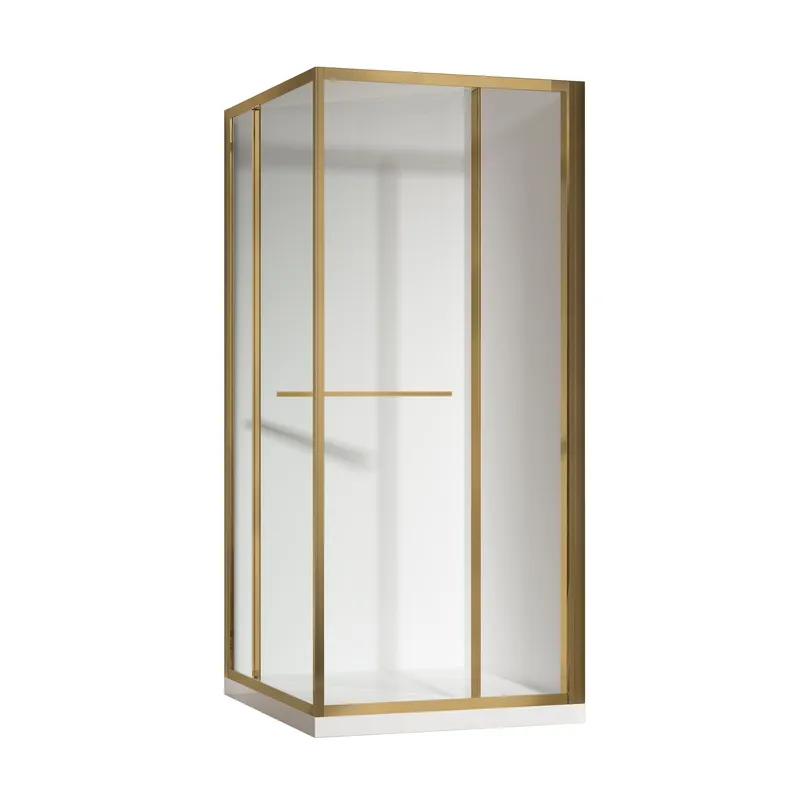 Душова кабіна без піддону Koer SR SC09-90x90x200-R-TR-12 прозоре скло Easy Clean 6мм Матове золото (KR5771)