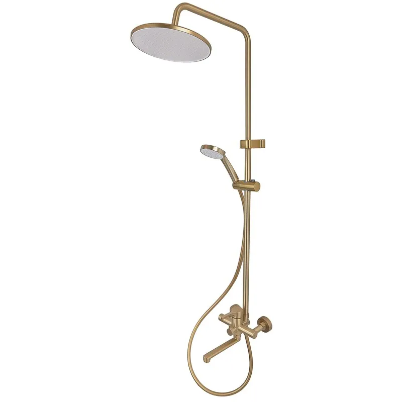 Душова колона зі змішувачем Zerix Rex-009-J Brushed Gold з нерж. сталі (Колір мат. золото) (ZX6125)