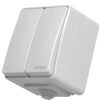 Вимикач Videx BINERA IP65 зовнішній 2кл сірий (VF-BNW12-G)