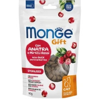 Ласощі для котів Monge Gift Cat Sterilised з качкою та журавлиною 60 г (8009470085052)