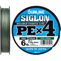 Шнур Sunline Siglon PE н4 150m 0.4/0.108mm 6lb/2.9kg Dark Green (1658.09.15)