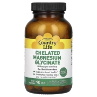 Мінерали Country Life Магній Хелатний гліцинат, 400 мг, Chelated Magnesium Glycinate, 90 табл. (CLF-02680)