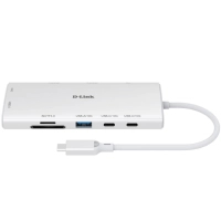 Концентратор D-Link USB-C 10-in-1 2xHDMI + 1xRJ45 1000Mbps + 2xUSB-C + USB 3.1 + USB 3.0 + SD + TF silver (DUP-A01)