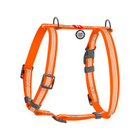 Шлея для собак WAUDOG Waterproof анатомічна Н-подібна, світловідбивна S помаранчева (32804)