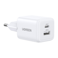 Зарядний пристрій Ugreen X514 1xUSB-C PD20W + 1xUSB GaN white (65006)