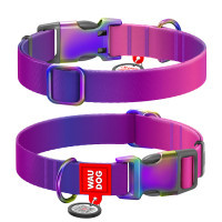 Нашийник для тварин WAUDOG Nylon Recycled з QR паспортом градієнт XL фіолетовий (46509)