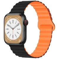 Ремінець до смарт-годинника Drobak Silicone Magnetic Link для Apple Watch All Series Ultra 2 49/45/44/42mm Black Orange (898930)