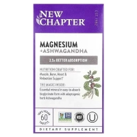 Мінерали New Chapter Магній та Ашваганда, Magnesium + Ashwagandha, 60 таблеток (NCR-90243)