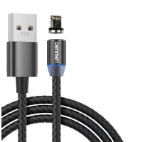 Дата кабель USB 2.0 AM to Lightning magnetic black Denmen (DN-D09L-BK)