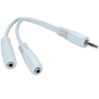 Кабель мультимедійний 3.5mm M to 2x3.5mm F 0.1m white Cablexpert (CCA-415W)