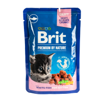 Вологий корм для кішок Brit Premium з білою рибою для кошенят 100 г (8595602548637)