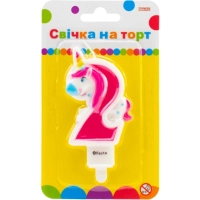 Свічка Maxi двостороння "2" із зображенням єдинорога висотою 7,62 см (MX622066-2)