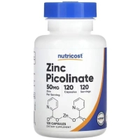 Вітамінно-мінеральний комплекс Nutricost Цинк піколінат, 50 мг, Zinc Picolinate, 120 капсул (NCS67148)