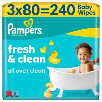 Дитячі вологі серветки Pampers Fresh Clean 3x80 шт (240 шт) (8006530134422)