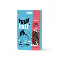 Ласощі для собак Half&Half у формі м'ясних кубиків з яловичиною 100 г (4823082431786)